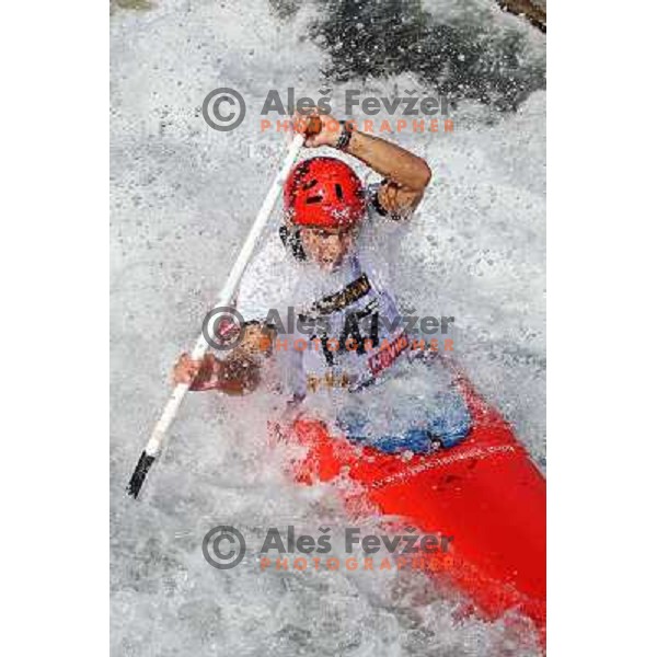 Jure Lenarcic of Slovenia during practice session at kayak&canoe world cup course in Tacen, Ljubljana, Slovenia on September 14, 2011 