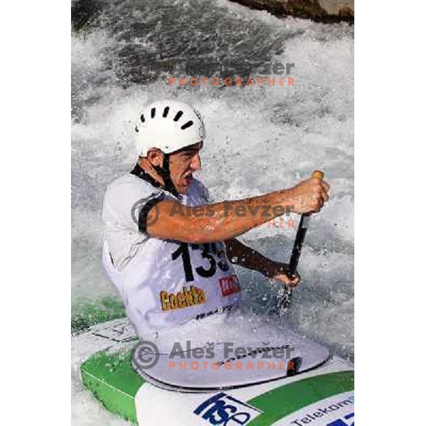 Blaz Cof of Slovenia during practice session at kayak&canoe world cup course in Tacen, Ljubljana, Slovenia on September 14, 2011 