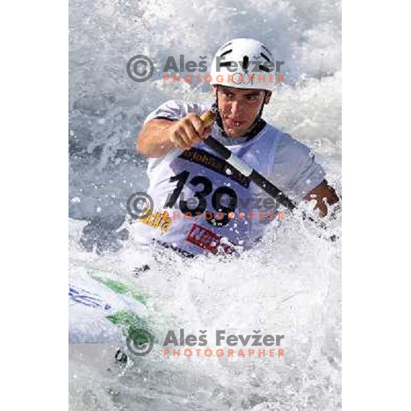 Blaz Cof of Slovenia during practice session at kayak&canoe world cup course in Tacen, Ljubljana, Slovenia on September 14, 2011 