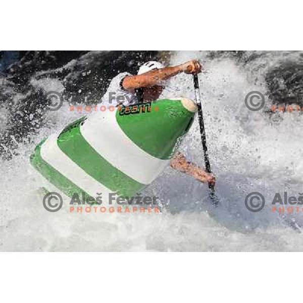 Blaz Cof of Slovenia during practice session at kayak&canoe world cup course in Tacen, Ljubljana, Slovenia on September 14, 2011 