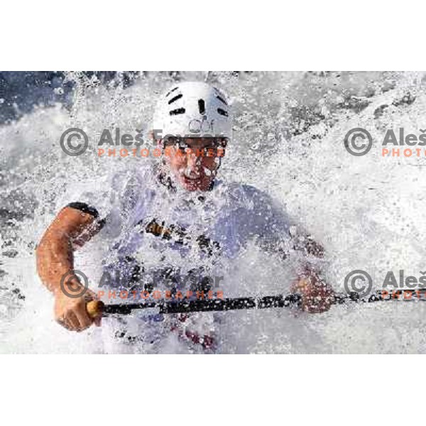 Blaz Cof of Slovenia during practice session at kayak&canoe world cup course in Tacen, Ljubljana, Slovenia on September 14, 2011 