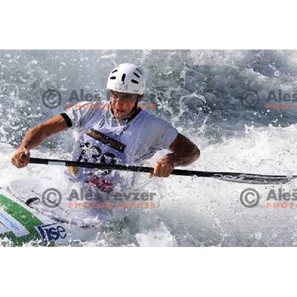 Blaz Cof of Slovenia during practice session at kayak&canoe world cup course in Tacen, Ljubljana, Slovenia on September 14, 2011 