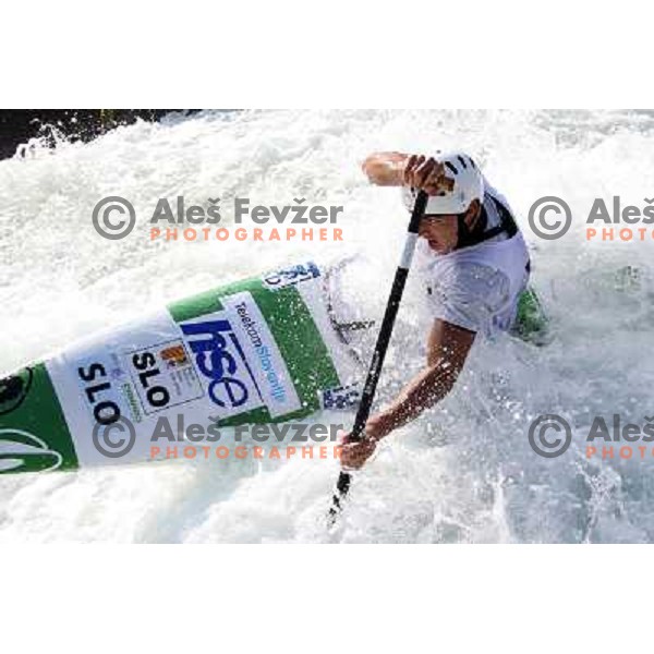 Blaz Cof of Slovenia during practice session at kayak&canoe world cup course in Tacen, Ljubljana, Slovenia on September 14, 2011 