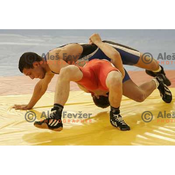 Jure Kuhar of Slovenia in action during wrestling greco-roman style tournamnet at XV Mediterranean Games in Almeria, Spain on June 26, 2005 