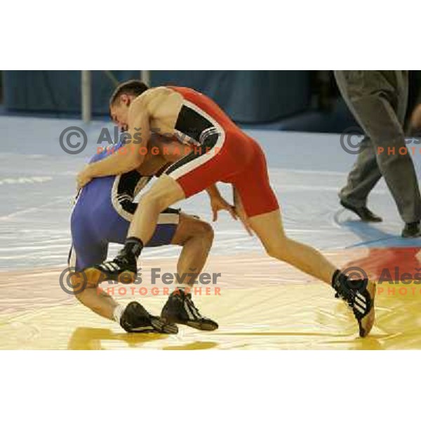 Jure Kuhar of Slovenia in action during wrestling greco-roman style tournamnet at XV Mediterranean Games in Almeria, Spain on June 26, 2005 