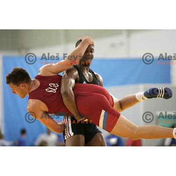 Jure Kuhar of Slovenia in action during wrestling greco-roman style tournamnet at XV Mediterranean Games in Almeria, Spain on June 26, 2005 