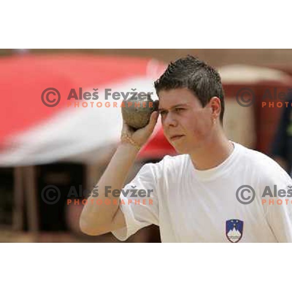 Damjan Sofronievski of Slovenia in action during bowling tournamnet at XV Mediterranean Games in Almeria, Spain on June 26, 2005 