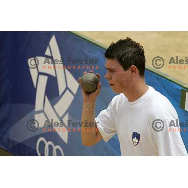 Damjan Sofronievski of Slovenia in action during bowling tournamnet at XV Mediterranean Games in Almeria, Spain on June 26, 2005 