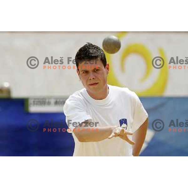 Damjan Sofronievski of Slovenia in action during bowling tournamnet at XV Mediterranean Games in Almeria, Spain on June 26, 2005 