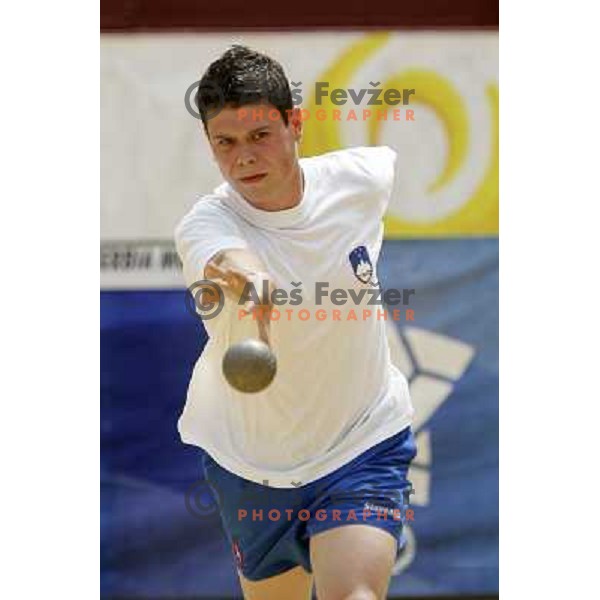 Damjan Sofronievski of Slovenia in action during bowling tournamnet at XV Mediterranean Games in Almeria, Spain on June 26, 2005 
