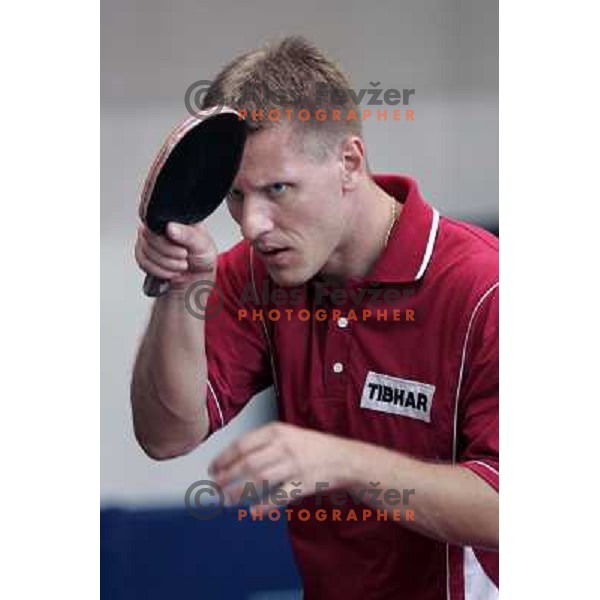 Saso Ignjatovic of Slovenia table tennis team in action during XV mediterranean Games in Almeria, Spain on June 2005 