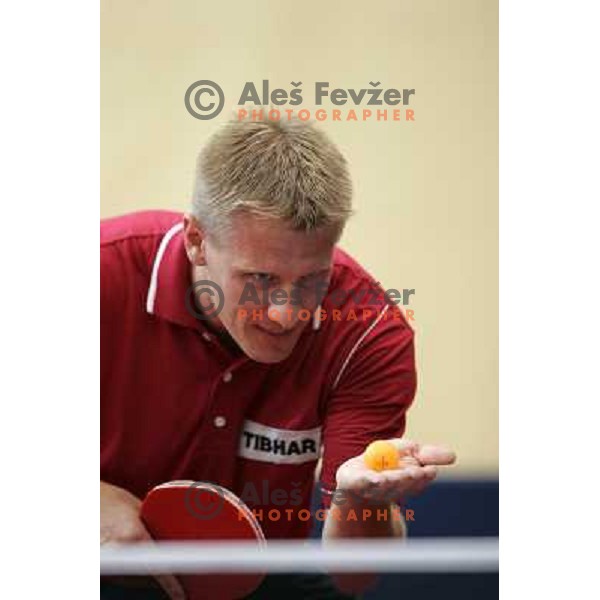 Saso Ignjatovic of Slovenia table tennis team in action during XV mediterranean Games in Almeria, Spain on June 2005 