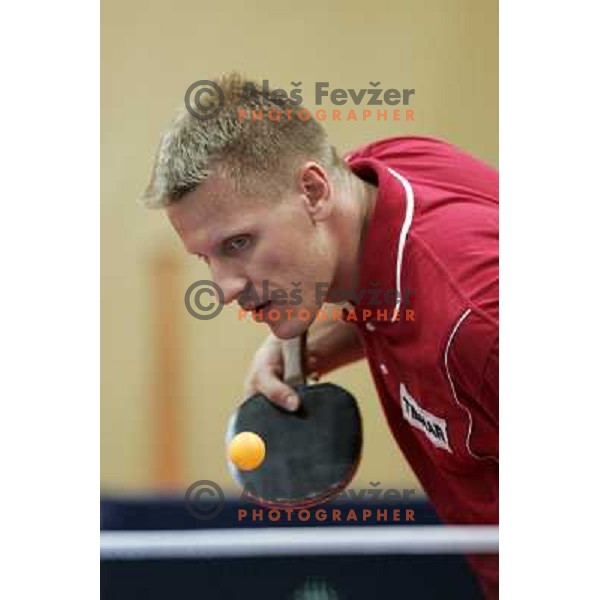 Saso Ignjatovic of Slovenia table tennis team in action during XV mediterranean Games in Almeria, Spain on June 2005 