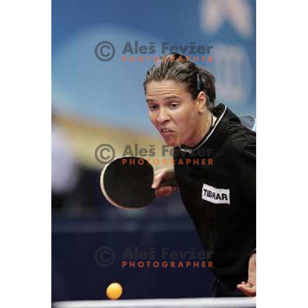 Biljana Todorovic of Slovenia table tennis team in action during XV mediterranean Games in Almeria, Spain on June 2005 