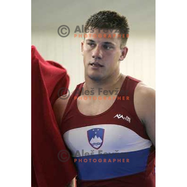 Jure Kuhar of Slovenia in action during wrestling greco-roman style tournamnet at XV Mediterranean Games in Almeria, Spain on June 26, 2005 