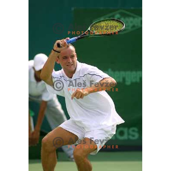 Marko Tkalec of Slovenia playing at tennis tournament, Mediteranean Games, Tunis, september 2001