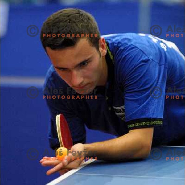 Bojan Tokic of Slovenia playing at table-tennis tournament, Mediteranean Games, Tunis, september 2001