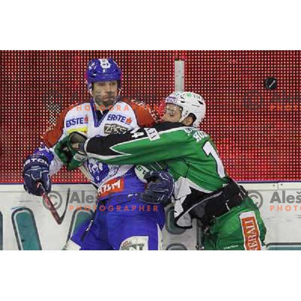 Matej Hocevar of Tilia Olimpija in action during EBEL league regular season ice-hockey match in round 30 between HDD Tilia Olimpija Ljulbjana and KHL Medvescak Zagreb in Hala Tivoli, Ljubljana, Slovenia on December 9, 2011 