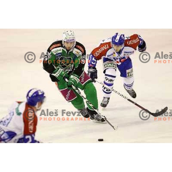 Ziga Pance of Tilia Olimpija in action during EBEL league regular season ice-hockey match in round 30 between HDD Tilia Olimpija Ljulbjana and KHL Medvescak Zagreb in Hala Tivoli, Ljubljana, Slovenia on December 9, 2011 