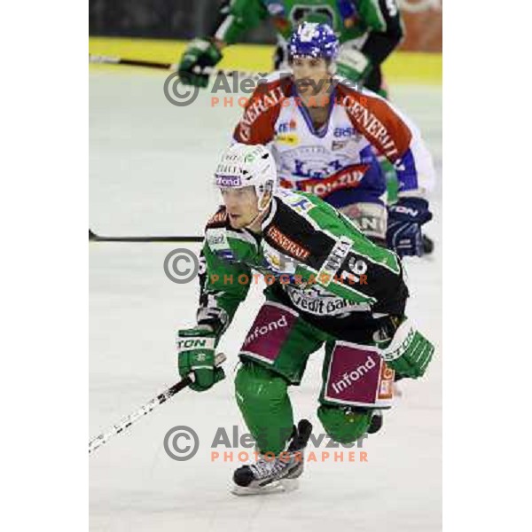 Ales Music of Tilia Olimpija in action during EBEL league regular season ice-hockey match in round 30 between HDD Tilia Olimpija Ljulbjana and KHL Medvescak Zagreb in Hala Tivoli, Ljubljana, Slovenia on December 9, 2011 