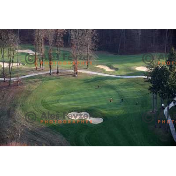 Otocec golf course (18 holes, 6189 meters, par 72) boosts on 75 hectare of pristine forest near river Krka. It is true Championships course close to Novo Mesto, Slovenia. Photos were taken from hot air balloon on November 12, 2011 