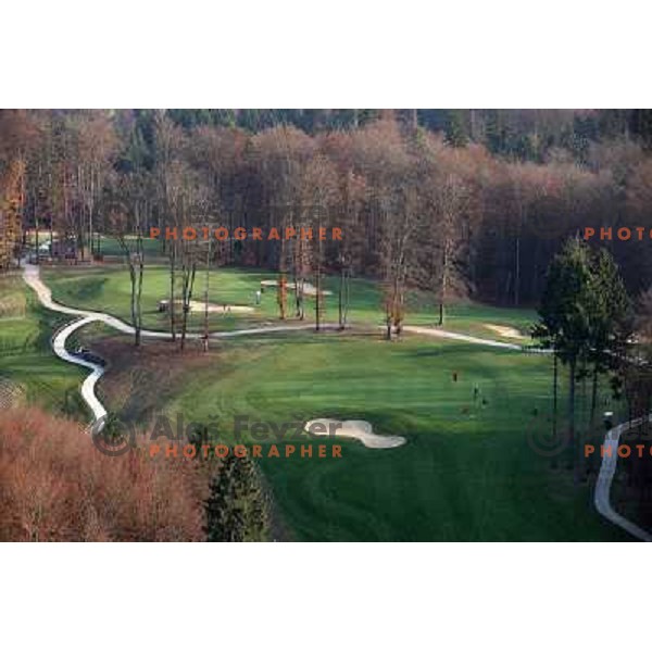 Otocec golf course (18 holes, 6189 meters, par 72) boosts on 75 hectare of pristine forest near river Krka. It is true Championships course close to Novo Mesto, Slovenia. Photos were taken from hot air balloon on November 12, 2011 