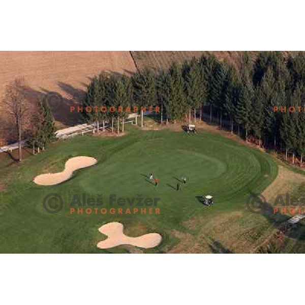 Otocec golf course (18 holes, 6189 meters, par 72) boosts on 75 hectare of pristine forest near river Krka. It is true Championships course close to Novo Mesto, Slovenia. Photos were taken from hot air balloon on November 12, 2011 