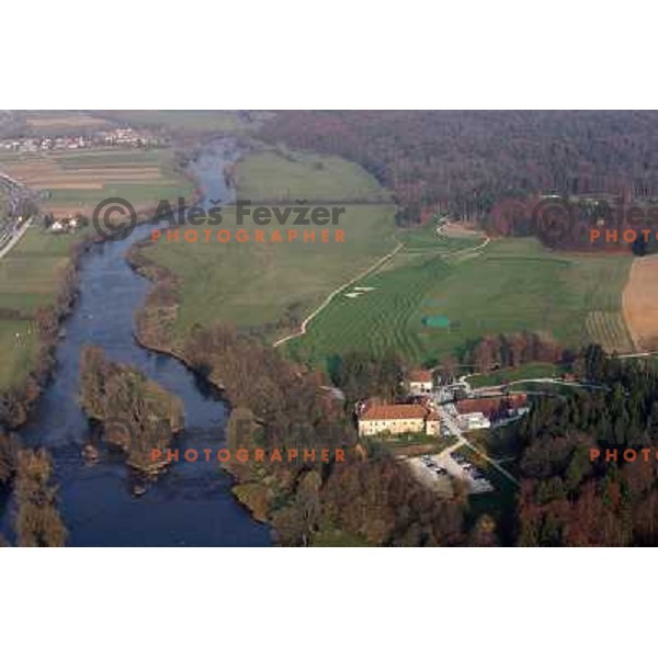 Otocec golf course (18 holes, 6189 meters, par 72) boosts on 75 hectare of pristine forest near river Krka. It is true Championships course close to Novo Mesto, Slovenia. Photos were taken from hot air balloon on November 12, 2011 