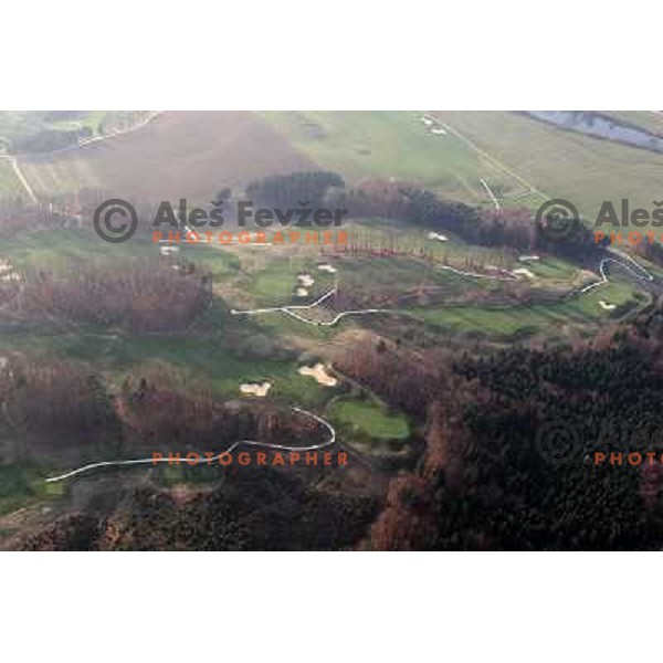 Otocec golf course (18 holes, 6189 meters, par 72) boosts on 75 hectare of pristine forest near river Krka. It is true Championships course close to Novo Mesto, Slovenia. Photos were taken from hot air balloon on November 12, 2011 