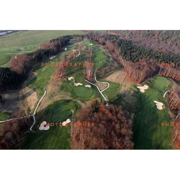 Otocec golf course (18 holes, 6189 meters, par 72) boosts on 75 hectare of pristine forest near river Krka. It is true Championships course close to Novo Mesto, Slovenia. Photos were taken from hot air balloon on November 12, 2011 