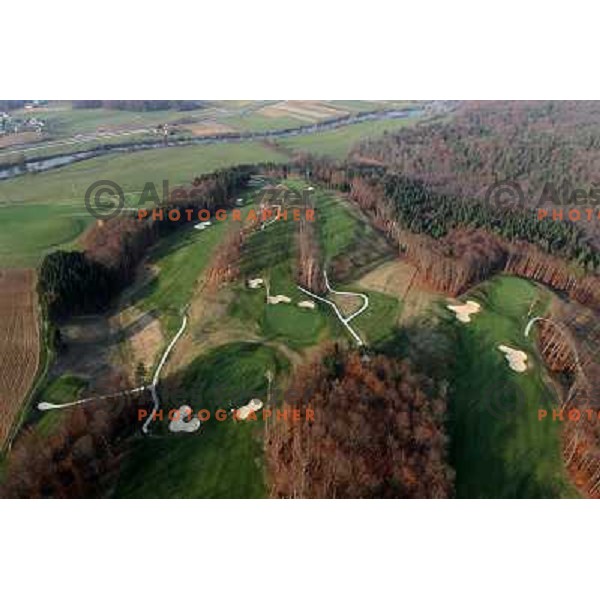 Otocec golf course (18 holes, 6189 meters, par 72) boosts on 75 hectare of pristine forest near river Krka. It is true Championships course close to Novo Mesto, Slovenia. Photos were taken from hot air balloon on November 12, 2011 