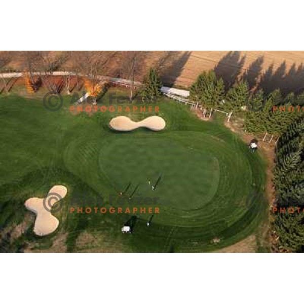 Otocec golf course (18 holes, 6189 meters, par 72) boosts on 75 hectare of pristine forest near river Krka. It is true Championships course close to Novo Mesto, Slovenia. Photos were taken from hot air balloon on November 12, 2011 