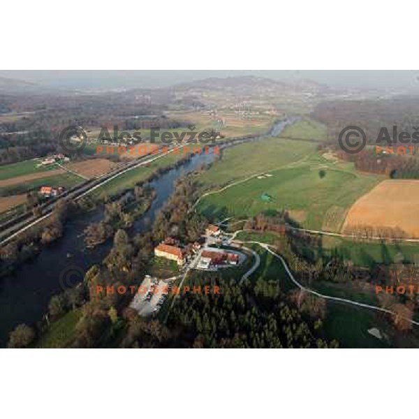 Otocec golf course (18 holes, 6189 meters, par 72) boosts on 75 hectare of pristine forest near river Krka. It is true Championships course close to Novo Mesto, Slovenia. Photos were taken from hot air balloon on November 12, 2011 