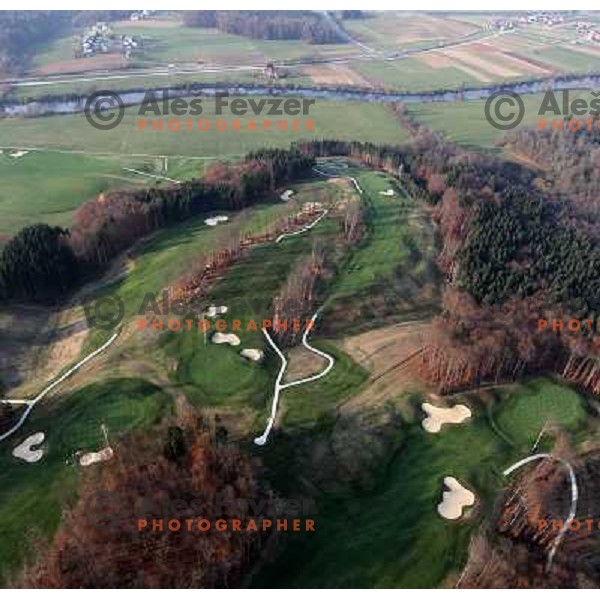 Otocec golf course (18 holes, 6189 meters, par 72) boosts on 75 hectare of pristine forest near river Krka. It is true Championships course close to Novo Mesto, Slovenia. Photos were taken from hot air balloon on November 12, 2011 