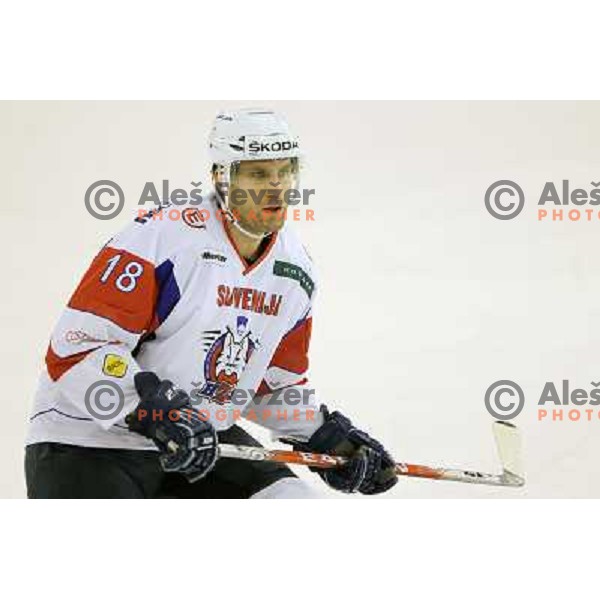 Greg Kuznik of Slovenia in action during friendly ice-hockey match between Slovenia and Switzerland in Hala Tivoli, Ljubljana, Slovenia on December 14, 2011 