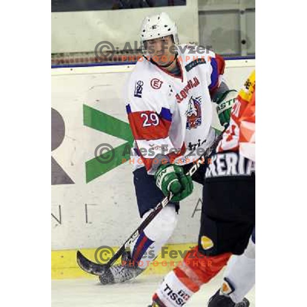 Anze Ropret of Slovenia in action during friendly ice-hockey match between Slovenia and Switzerland in Hala Tivoli, Ljubljana, Slovenia on December 14, 2011 