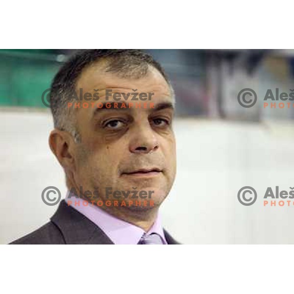 Matjaz kopitar, head coach of Slovenia in action during EICH Challenge Tournament ice-hockey match between Slovenia and Norway in Hala Tivoli, Ljubljana, Slovenia on December 15, 2011 