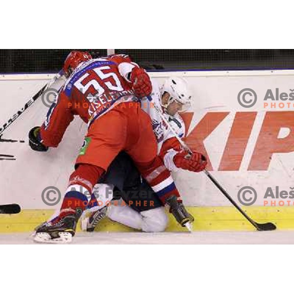 Andrej Hebar of Slovenia in action during EICH Challenge Tournament ice-hockey match between Slovenia and Russia in Hala Tivoli, Ljubljana, Slovenia on December 16, 2011 