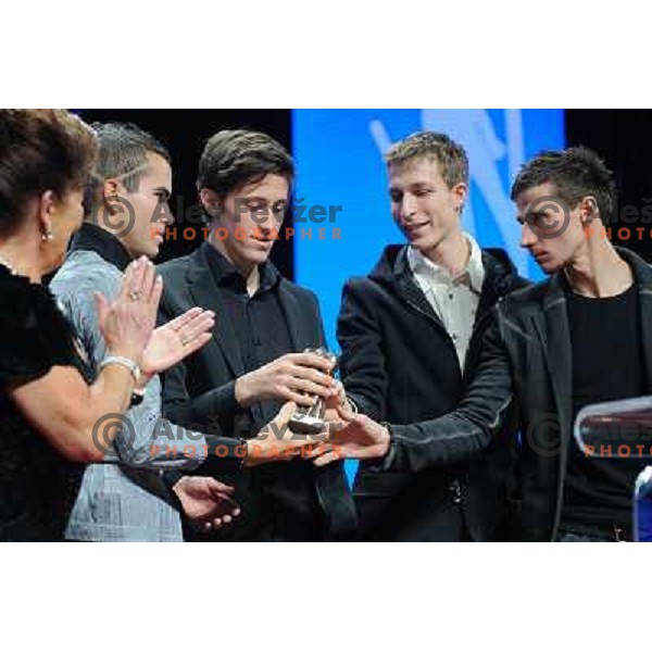 Slovenian Ski Jumping team at the presentation of the Slovenian Sports man of the year, Cankarjev Dom, Ljubljana, 21.12.2012 