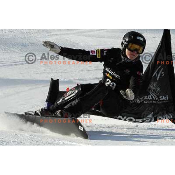 Gloria Kotnik of Slovenia in action during LG Snowboard FIS World Cup 2011-2012 in Carezza, Dolomites, Italy on December 21, 2011 
