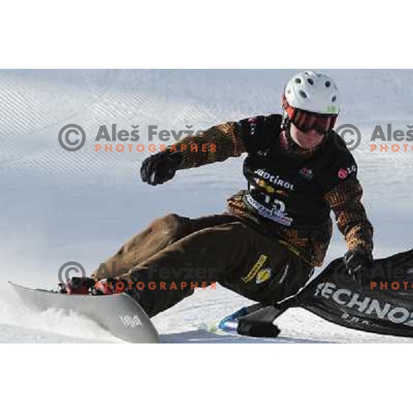Rok Flander of Slovenia in action during LG Snowboard FIS World Cup Parallel Giant Slalom 2011-2012 in Carezza, Dolomites, Italy on December 21, 2011 