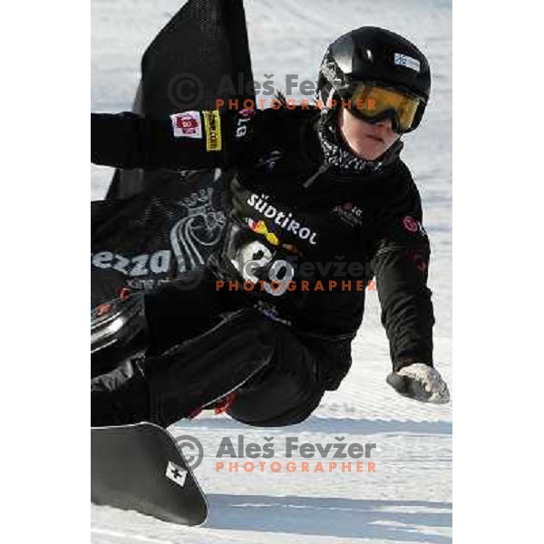 Gloria Kotnik of Slovenia in action during LG Snowboard FIS World Cup 2011-2012 in Carezza, Dolomites, Italy on December 21, 2011 