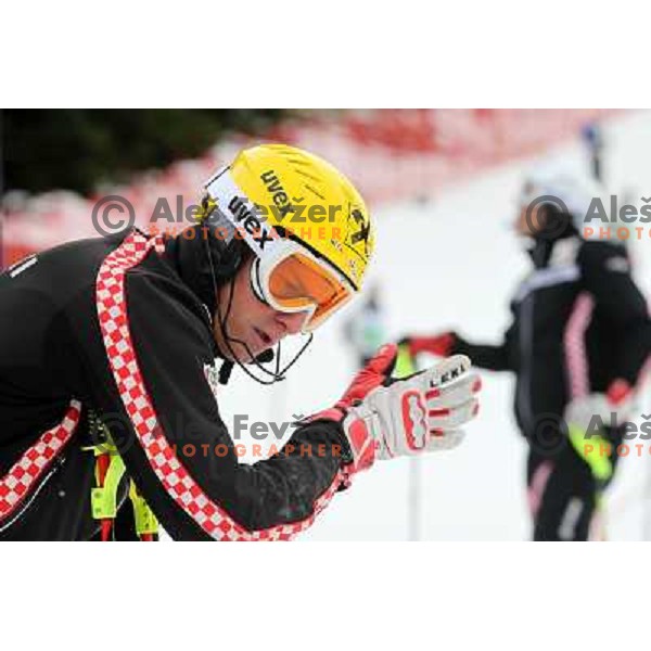 Ivica Kostelic at Course inspection before men\'s slalom race at Audi FIS Alpine Ski World Cup 2011/2012 in Zagreb, Sljeme, Croatia on January 5, 2012 