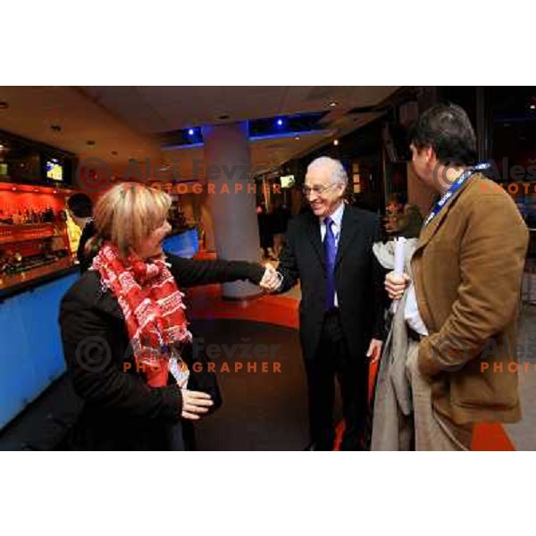  Sweden, Göteborg, 10/12/2006. Marta BON, Handball expert, Jan TUIK, EHF representative and Leopold KALIN, representative of Slovenian Handball federation in the VIP room after the last preliminary match between Pol and Slo on woman Handball EC "