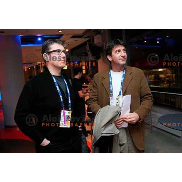  Sweden, Göteborg, 10/12/2006. Ziga DEBELJAK, the president of slovenian Handball Federation (RZS) and Leopold KALIN, representative of RZS in the VIP room after the last preliminary match between Poland and Slovenia on woman Handball EC "EURO06