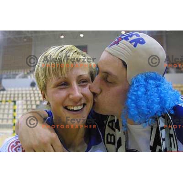 Tanja Oder during first match of the EHF Women\'s Champions league 2000-2001 Final between AK Viborg (DEN) and Krim Neutro Roberts (SLO) played in Aarhus Arena, Denmark on May 5, 2001. Match ended draw 22:22
