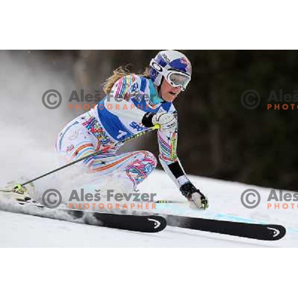 Lindsey Vonn (USA) skiing during first run of 48. Zlata Lisica- Golden Fox Trophy FIS SKI World Cup Giant Slalom at Kranjska Gora, Slovenia on January 21, 2012 