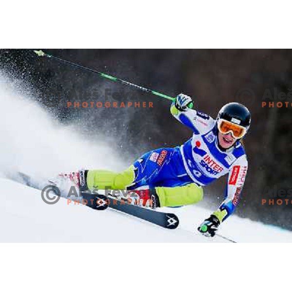 Katarina Lavtar of Slovenia skiing during first run of 48. Zlata Lisica- Golden Fox Trophy FIS SKI World Cup Giant Slalom at Kranjska Gora, Slovenia on January 21, 2012 