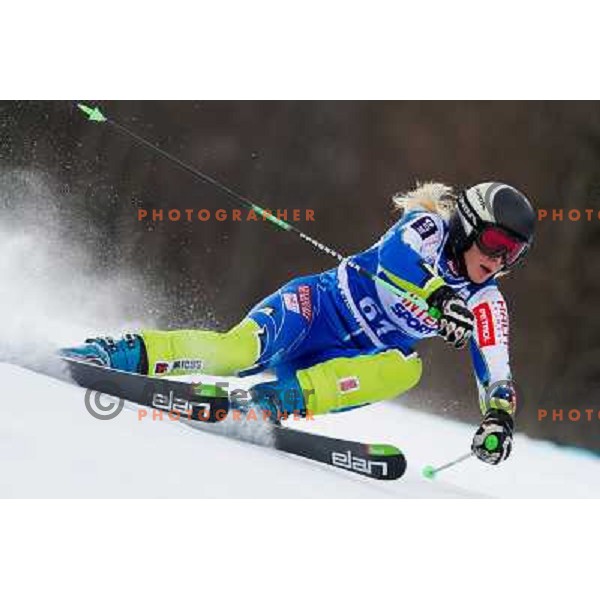 NIna Katarina Mihovilovic of Slovenia skiing during first run of 48. Zlata Lisica- Golden Fox Trophy FIS SKI World Cup Giant Slalom at Kranjska Gora, Slovenia on January 21, 2012 