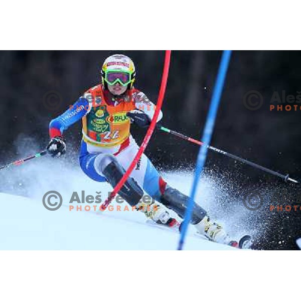 skiing in the first run of 48.Zlata Lisica- Golden Fox Trophy FIS SKI World Cup slalom in Kranjska gora, Slovenia on January 22,2012 
